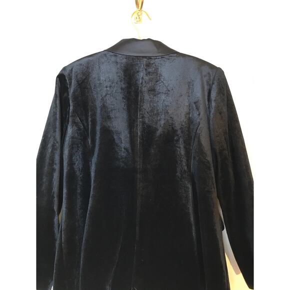 Eloquii Womens Black Velvet Satin 2 Pc Suit Blazer 16 Tuxedo Pants 18 - Picture 6 of 16